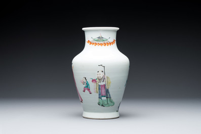 A Chinese famille rose 'Sanxing' vase, Yongzheng/Qianlong