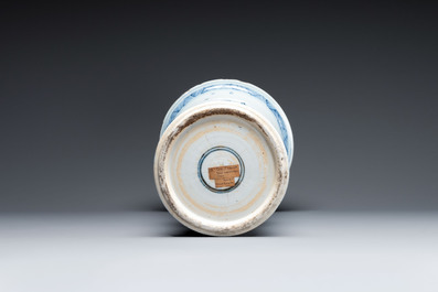 A large Chinese blue and white 'gu' vase with figures in landscapes, Kangxi