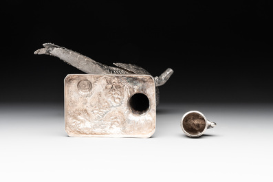 A silver parrot-shaped table piece, Gebr&uuml;der Neumann, Hanau, first half 20th C.
