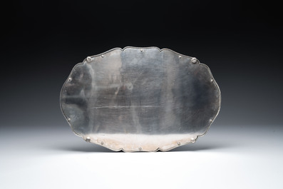 A large silver jardini&egrave;re on a mirror stand, Raymond Ruys, Antwerp, 1920-1930
