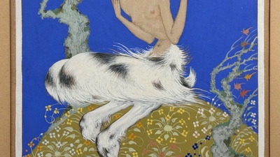 Pavel Petrovich Ivanov (Mak) (1891-1961): Faun among trees, gouache on paper, monogrammed and dated 1956