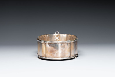 A large silver jardini&egrave;re on a mirror stand, Raymond Ruys, Antwerp, 1920-1930