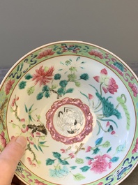 A pair of Chinese famille rose pink-ground bowls for the Straits or Peranakan market, Guangxu mark and of the period