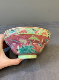 A pair of Chinese famille rose pink-ground bowls for the Straits or Peranakan market, Guangxu mark and of the period