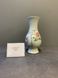 A Chinese famille rose 'bird among flowering branches' vase, Yongzheng