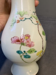 A Chinese famille rose 'bird among flowering branches' vase, Yongzheng