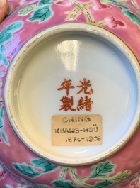 A pair of Chinese famille rose pink-ground bowls for the Straits or Peranakan market, Guangxu mark and of the period