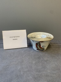 A rare set of ten Chinese famille rose 'Wu Shuang Pu' nesting bowls, 19th C.