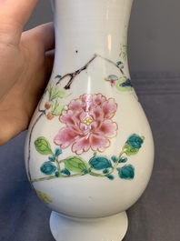 A Chinese famille rose 'bird among flowering branches' vase, Yongzheng