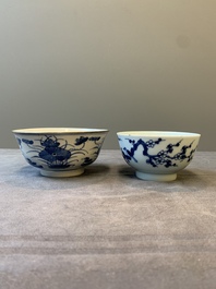 Two Chinese bleu de hue bowls and a plate for the Vietnamese market, Ruo Shen Zhen Cang 若深珍藏 and Chun He 春和 marks, 19th C.