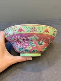 A pair of Chinese famille rose pink-ground bowls for the Straits or Peranakan market, Guangxu mark and of the period