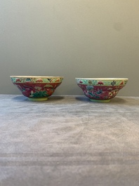A pair of Chinese famille rose pink-ground bowls for the Straits or Peranakan market, Guangxu mark and of the period