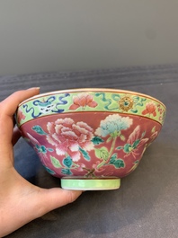 A pair of Chinese famille rose pink-ground bowls for the Straits or Peranakan market, Guangxu mark and of the period