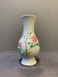 A Chinese famille rose 'bird among flowering branches' vase, Yongzheng