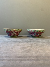 A pair of Chinese famille rose pink-ground bowls for the Straits or Peranakan market, Guangxu mark and of the period