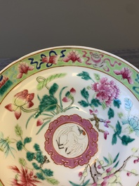 A pair of Chinese famille rose pink-ground bowls for the Straits or Peranakan market, Guangxu mark and of the period