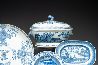 15 Chinese blue and white wares, 18th C. and later