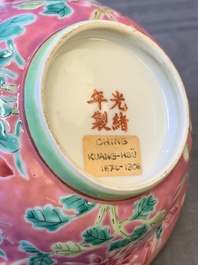 A pair of Chinese famille rose pink-ground bowls for the Straits or Peranakan market, Guangxu mark and of the period