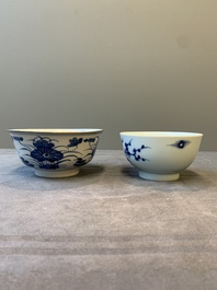 Two Chinese bleu de hue bowls and a plate for the Vietnamese market, Ruo Shen Zhen Cang 若深珍藏 and Chun He 春和 marks, 19th C.