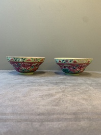 A pair of Chinese famille rose pink-ground bowls for the Straits or Peranakan market, Guangxu mark and of the period
