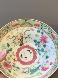 A pair of Chinese famille rose pink-ground bowls for the Straits or Peranakan market, Guangxu mark and of the period