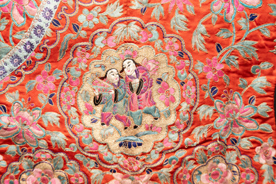 Two Chinese embroidered silk children's robes, 19th C.