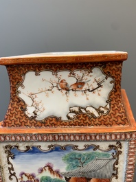 A Chinese Canton famille rose 'mandarin subject' lozenge-shaped vase, Qianlong