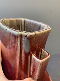 A Chinese flamb&eacute;-glazed 'hu' vase, Qianlong mark, 19/20th C.