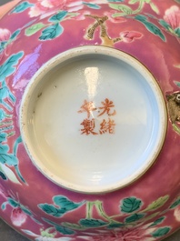 A pair of Chinese famille rose pink-ground bowls for the Straits or Peranakan market, Guangxu mark and of the period