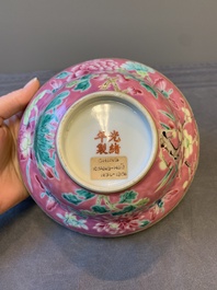 A pair of Chinese famille rose pink-ground bowls for the Straits or Peranakan market, Guangxu mark and of the period