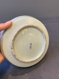 Two Chinese bleu de hue bowls and a plate for the Vietnamese market, Ruo Shen Zhen Cang 若深珍藏 and Chun He 春和 marks, 19th C.
