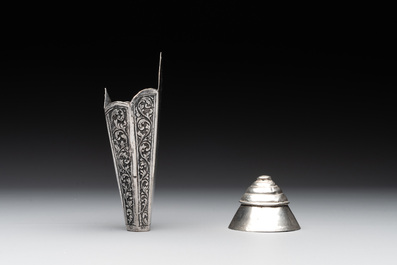 Eight silver betel chewing utensils, Southeast Asia, 19/20th C.