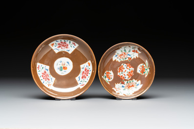 29 Chinese famille rose capucin-brown-ground tea wares, Yongzheng/Qianlong