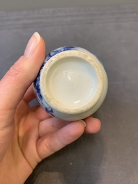 Five Chinese blue and white silver-mounted vases, Kangxi