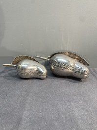 Eight silver betel chewing utensils, Southeast Asia, 19/20th C.