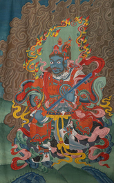 A series of four very large Sino-Tibetan thangkas of the Four Heavenly Kings, 19th C.