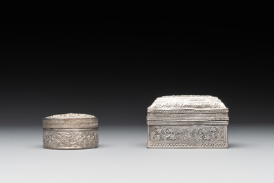 Eight silver betel chewing utensils, Southeast Asia, 19/20th C.