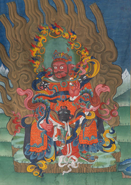 A series of four very large Sino-Tibetan thangkas of the Four Heavenly Kings, 19th C.