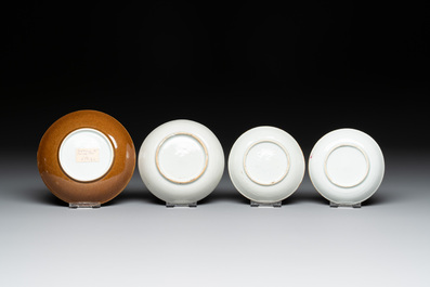 29 Chinese famille rose capucin-brown-ground tea wares, Yongzheng/Qianlong