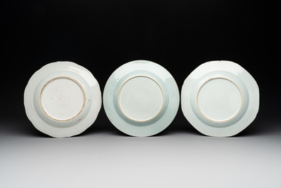 13 Chinese famille rose, verte, blue and white plates and dishes, Kangxi/Qianlong