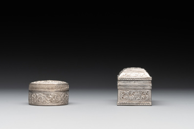 Eight silver betel chewing utensils, Southeast Asia, 19/20th C.