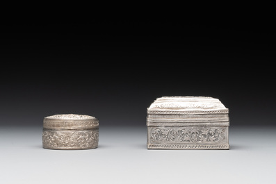Eight silver betel chewing utensils, Southeast Asia, 19/20th C.