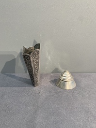 Eight silver betel chewing utensils, Southeast Asia, 19/20th C.