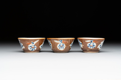 29 Chinese famille rose capucin-brown-ground tea wares, Yongzheng/Qianlong