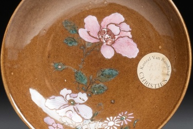 29 Chinese famille rose capucin-brown-ground tea wares, Yongzheng/Qianlong
