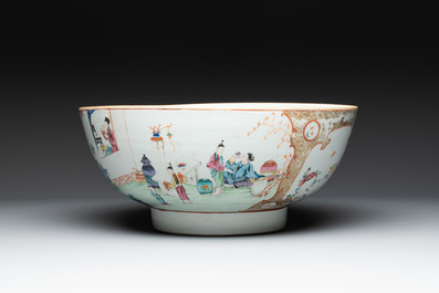 A Chinese Canton famille rose 'madarin subject' punch bowl, Qianlong