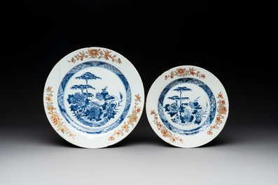 13 Chinese famille rose, verte, blue and white plates and dishes, Kangxi/Qianlong