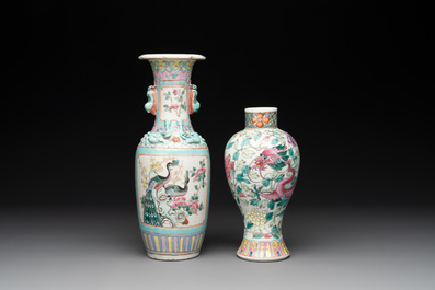 Seven Chinese famille rose and iron-red-decorated wares, 19th C.