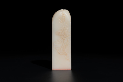 A Chinese soapstone 'Chang Chun Shu Wu Yu Zhi 長春書屋御製' seal with a box, 18th C.