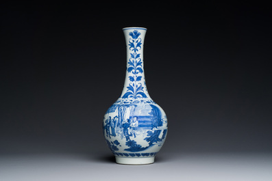 A fine Chinese blue and white bottle vase, Transitional period